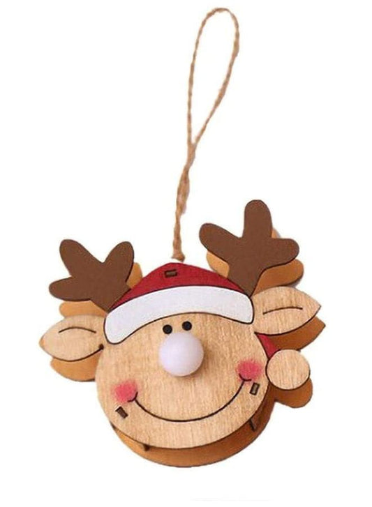 Glowing Wooden Pendant for decorating Christmas Tree Ornament Reindeer Fatio General Trading