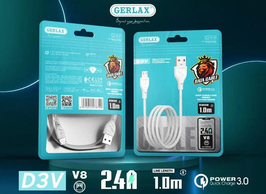 High Speed Charging Android V8 Data Cable for All Micro USB Devices (2.4 Ampere, 1 m, White) Fatio General Trading