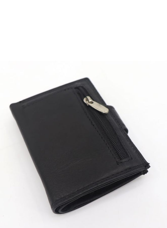 R Roncato Compact RFID Leather Wallet for Men – Italian Nappa Leather with Metal Card Holder, Cash and Coin Compartments