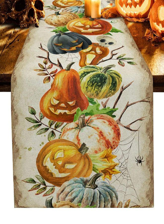Halloween Rectangle Table Runner -Featuring Happy Halloween Pumpkins