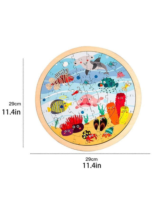 Large Piece Puzzles for Kids Children Wooden Puzzle 64 Pieces Educational Cartoon Puzzle Game Kids Toys Ocean Fatio General Trading