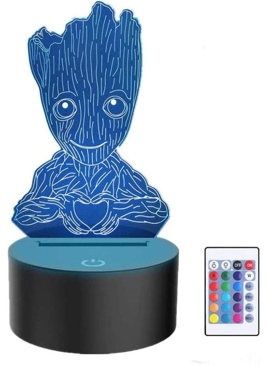 Multi-color Baby Groot 3D LED Night Lamp, USB Desk Lamp, 16 Color with remote control Bedroom Table Lamp, Home Décor Light Gifts Fatio General Trading