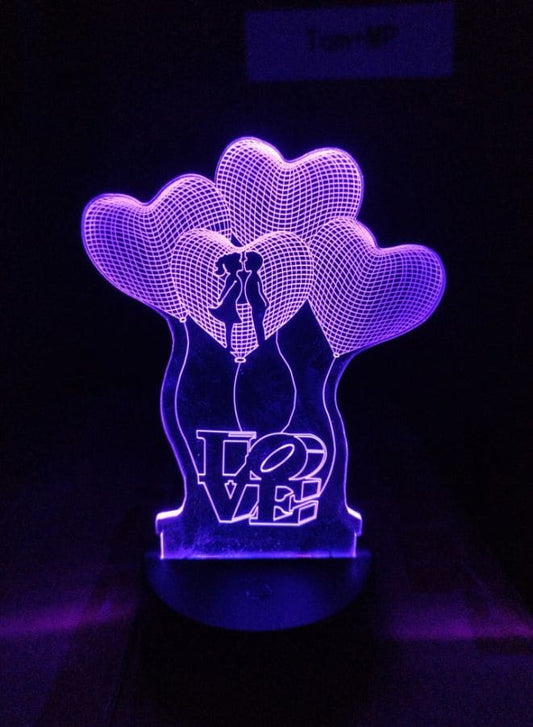 Multi-color Love 3D LED Night Lamp, USB Desk Lamp, 16 Color with remote control Bedroom Table Lamp, Home Décor Light Gifts Fatio General Trading