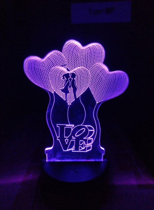 Multi-color Love 3D LED Night Lamp, USB Desk Lamp, 16 Color with remote control Bedroom Table Lamp, Home Décor Light Gifts Fatio General Trading