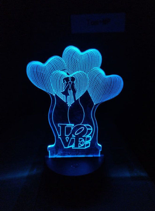 Multi-color Love 3D LED Night Lamp, USB Desk Lamp, 16 Color with remote control Bedroom Table Lamp, Home Décor Light Gifts Fatio General Trading
