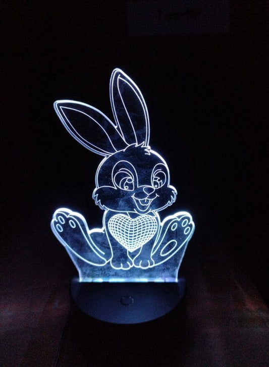Multi-color Rabbit 3D LED Night Lamp, USB Desk Lamp, 16 Color with remote control Bedroom Table Lamp, Home Décor Light Gifts Fatio General Trading