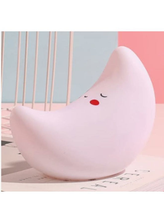 Portable Kids Cartoon LED Night Light Children Bedroom Table Lamp Bedside Moon Star Nightlight Best Birthday Gift for Kids, Home Décor, Kid' Room Decoration, Living Room, White Moon Fatio General Trading
