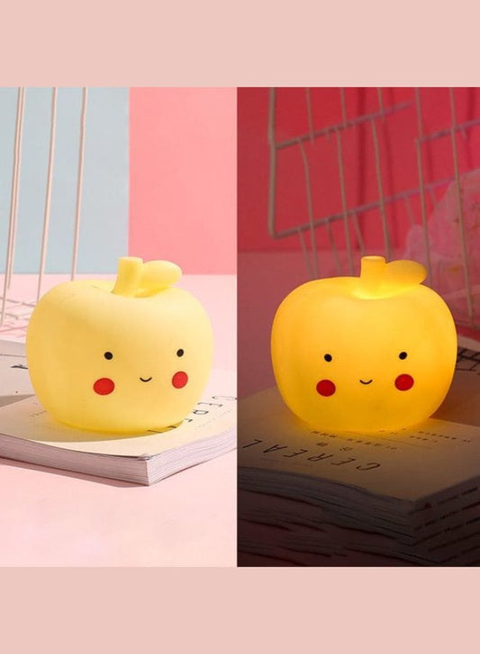 Portable Kids Cartoon LED Night Light Children Bedroom Table Lamp Bedside Moon Star Nightlight Best Birthday Gift for Kids, Home Décor, Kid' Room Decoration, Living Room, Yellow Apple Fatio General Trading