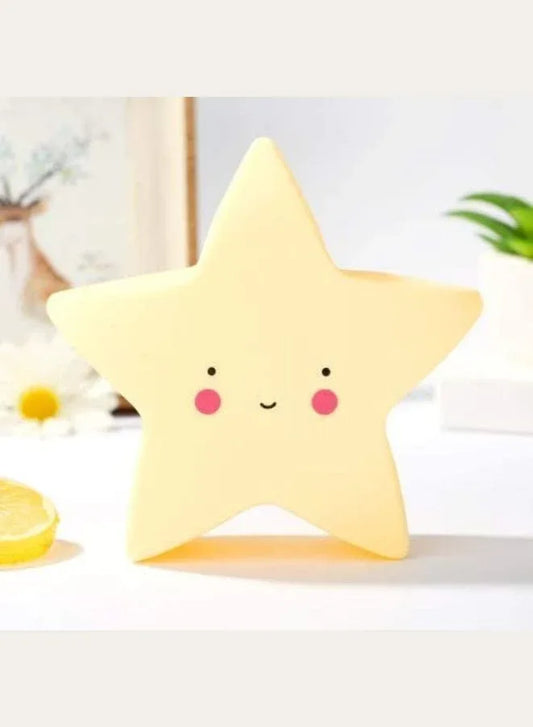 Portable Kids Cartoon LED Night Light Children Bedroom Table Lamp Bedside Moon Star Nightlight Best Birthday Gift for Kids, Home Décor, Kid' Room Decoration, Living Room, Yellow Star Fatio General Trading