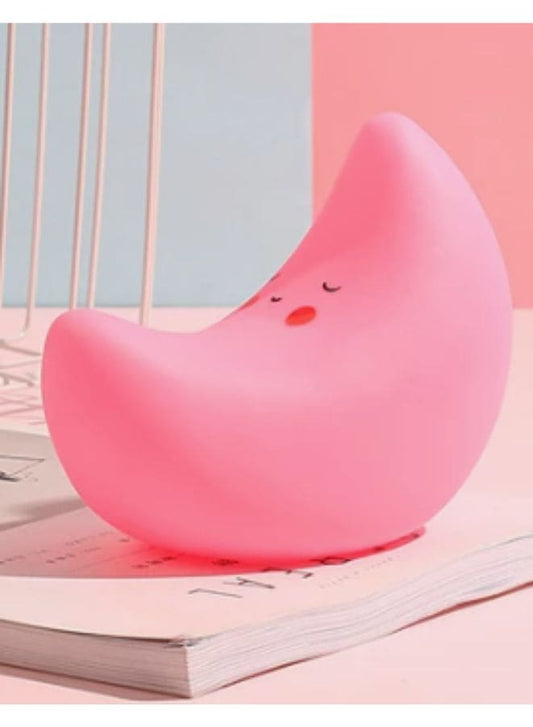 Portable Kids Cartoon LED Night Light Children Bedroom Table Lamp Bedside Moon Star Nightlight Best Birthday Gift for Kids, Home Décor, Kid' Room Decoration, Living Room, Pink Moon Fatio General Trading