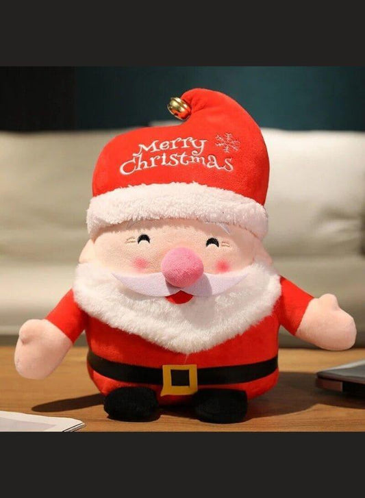 Pure Cotton Filled Christmas Plush Toys Santa Claus and Reindeer, Stuffed Soft Animal Plush Toy Suitable for Christmas Decoration Living Room Decoration, 20cm Fatio General Trading