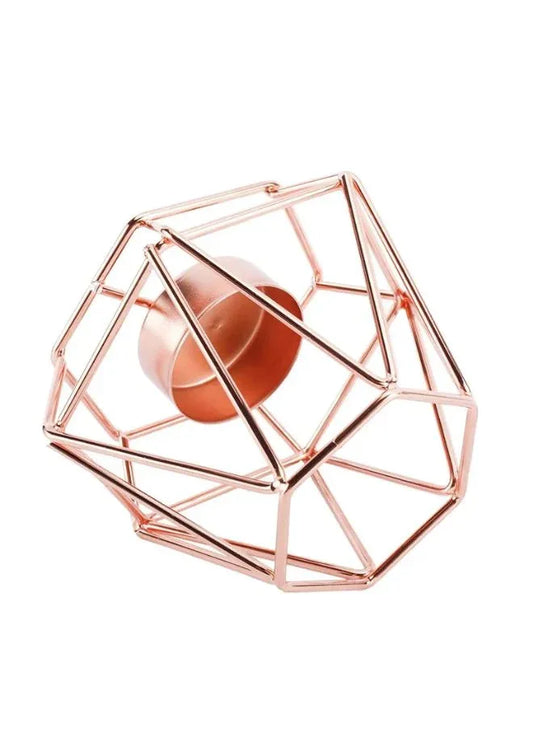 Elegant Metal Candle Holder - Stylish and Functional Home Decor Accent (Rose Gold)