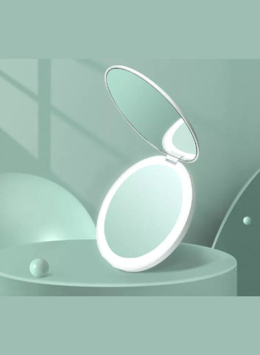 Rechargeable Compact Mirror with Light,1x/10x Magnification, Dimmable Lighted Travel Makeup Mirror,LED Compact Mirror for Purses,Pocket,Touch Switch,Type-c Charging,Daylight,Portable,Handheld, White Fatio General Trading