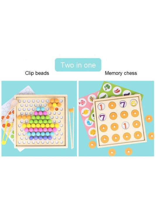 Two In One Memory Chess Clip Bead Game Baby Exercise Using Chopsticks Wooden Montessori Early Childhood Memory Training Toy Fatio General Trading