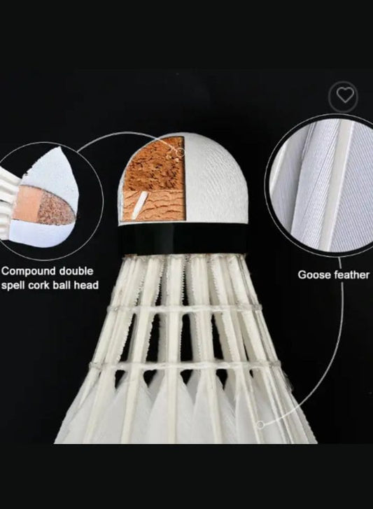 Whizz 12 PCS Feather Badminton Shuttle Class A Goose Feather Badminton Balls Sports Training Badminton Balls for Indoor Outdoor Sports, White Fatio General Trading