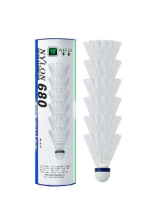 Whizz 6 PCS Nylon Badminton Shuttle Natural Soft Wood Badminton Balls Sports Training Badminton Balls for Indoor Outdoor Sports, White Fatio General Trading