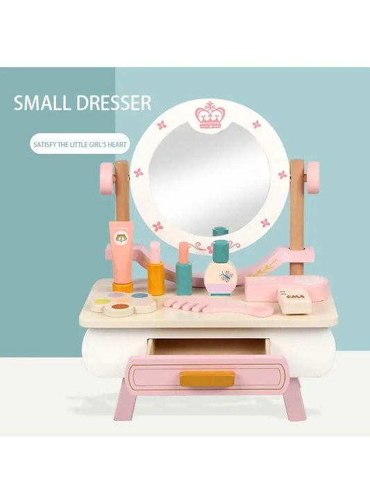Wooden Mini Pink dressing Table Children's table and chair role-playing game Play as a family toy Fatio General Trading