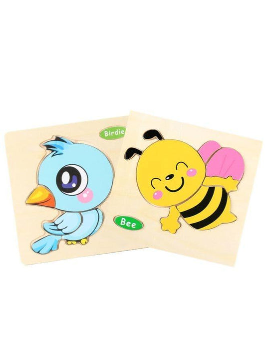 Wooden Puzzles for Kids Boys and Girls Animals Set Birdie & Bee Fatio General Trading