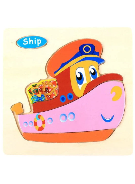 Wooden Puzzles for Kids Boys and Girls Vehicle Set Ship & Train Fatio General Trading