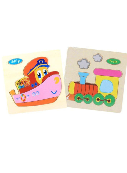 Wooden Puzzles for Kids Boys and Girls Vehicle Set Ship & Train Fatio General Trading