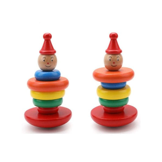 Wooden Rainbow Tower Ring Building Blocks Toy Gifts, Stacking and Sorting Toy for Basic Spatial Awareness Development in Kids (Clown Head) Fatio General Trading