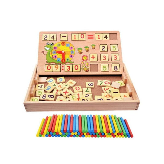 Wooden Toy for Alphabet, Math and General Skill Learning Educational Wooden Toy for kids, Wooden Educational Toy for Learning Math, Numbers, and General Skills (19 x 32 x 4 cm) Fatio General Trading