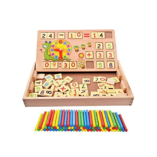 Wooden Toy for Alphabet, Math and General Skill Learning Educational Wooden Toy for kids, Wooden Educational Toy for Learning Math, Numbers, and General Skills (19 x 32 x 4 cm) Fatio General Trading