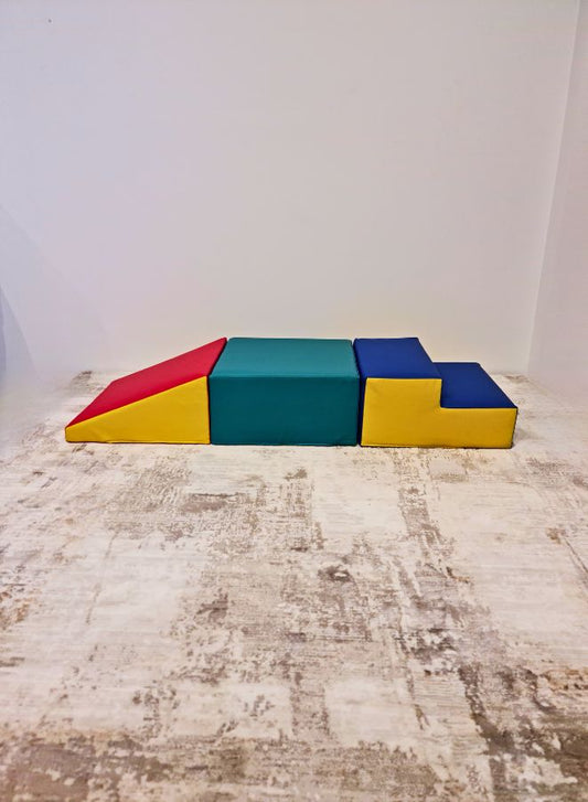 3 Piece Soft Foam Toddler Playtime Corner Climber | Indoor Active Play Structure for Toddlers and Kids |Safe Soft Foam Set for Crawling and Sliding