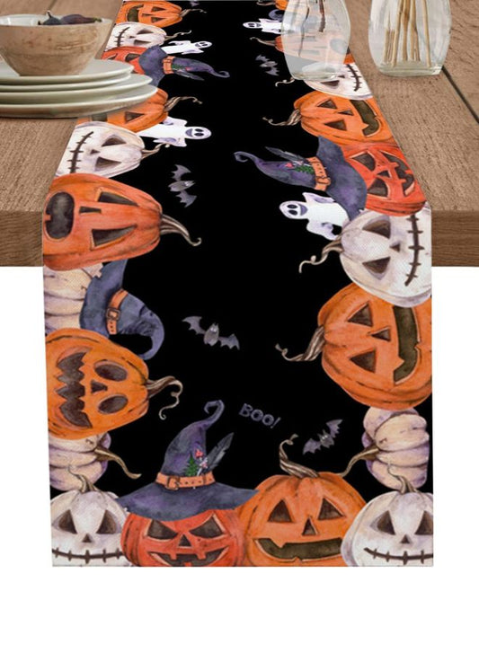 Halloween Rectangle Table Runner -Featuring Happy Halloween Pumpkins