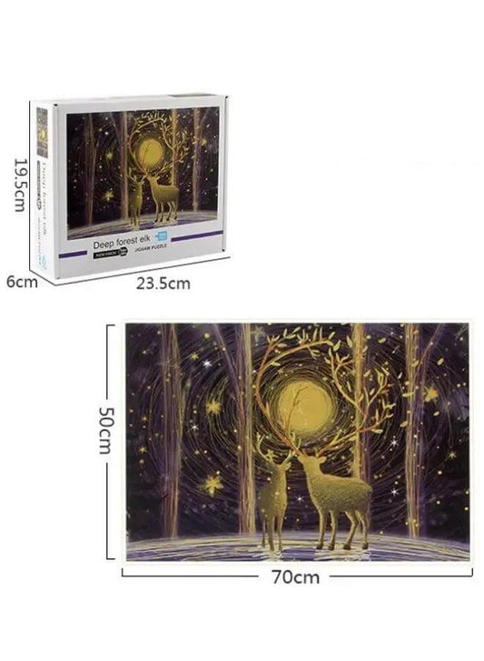 1000 Piece Deep Forest Elk Jigsaw Puzzle with Unique Artwork for Kids And Adults Fatio General Trading