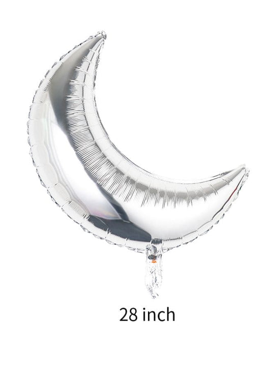 2 pc 28 Inch Birthday Party Balloons Large Size Moon Foil Balloon Adult & Kids Party Theme Decorations for Birthday, Anniversary, Baby Shower, Silver - Fatio General Trading