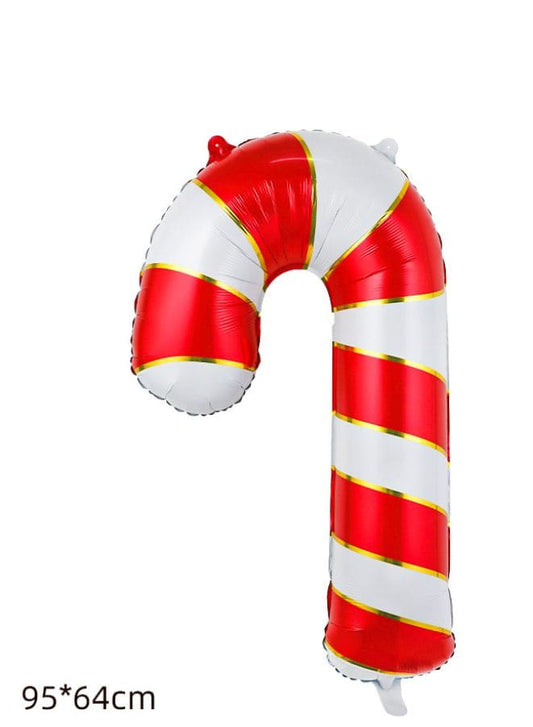 2 pcs Christmas Decoration Foil Balloon Party Supplies for parties, celebrations, and decorating (Candy Cane & Snowman) - Fatio General Trading