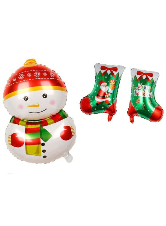 2 pcs Christmas Decoration Foil Balloon Party Supplies for parties, celebrations, and decorating (Snowman & Gift Sock) - Fatio General Trading