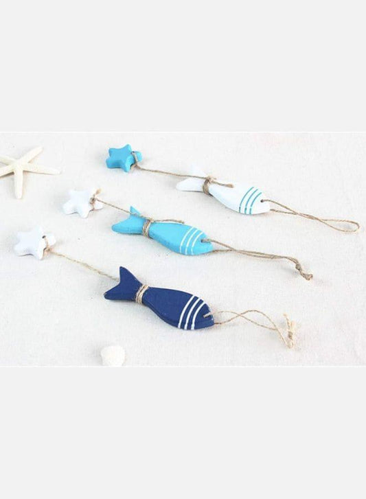3 Pieces Wooden Fish Wooden Fish Mediterranean Maritime Wall Decoration - Fatio General Trading