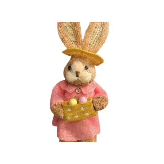 35cm Handmade Straw Rabbit Straw Bunny for Easter Day Artificial Animal Home Furnishing Shop Decoration, Bunny 10 - Fatio General Trading