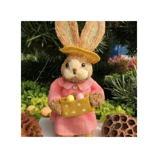 35cm Handmade Straw Rabbit Straw Bunny for Easter Day Artificial Animal Home Furnishing Shop Decoration, Bunny 10 - Fatio General Trading