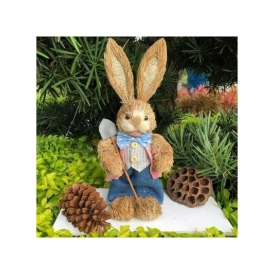 35cm Handmade Straw Rabbit Straw Bunny for Easter Day Artificial Animal Home Furnishing Shop Decoration, Bunny 14 - Fatio General Trading