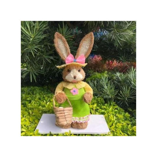 35cm Handmade Straw Rabbit Straw Bunny for Easter Day Artificial Animal Home Furnishing Shop Decoration, Bunny 8 - Fatio General Trading