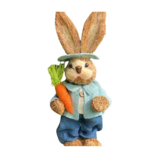 35cm Handmade Straw Rabbit Straw Bunny for Easter Day Artificial Animal Home Furnishing Shop Decoration, Bunny 9 - Fatio General Trading
