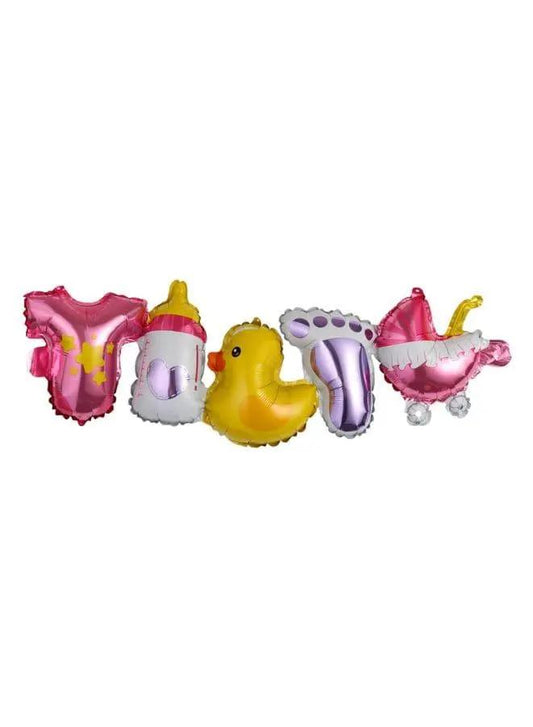 5 pc Birthday Party Balloons Large Size Baby Shower Foil Balloon Adult & Kids Party Theme Decorations for Birthday, Anniversary, Baby Shower, Pink - Fatio General Trading