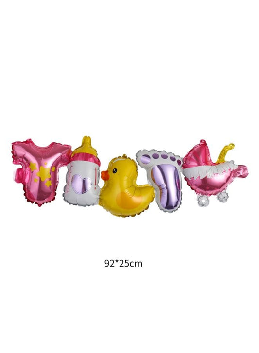 5 pc Birthday Party Balloons Large Size Baby Shower Foil Balloon Adult & Kids Party Theme Decorations for Birthday, Anniversary, Baby Shower, Pink - Fatio General Trading