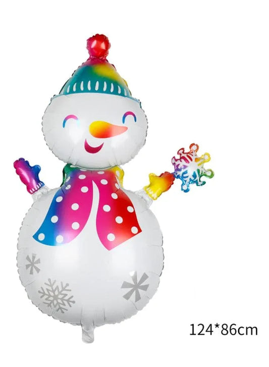 5pcs Christmas Foil Balloons include 1 x Santa Claus, 1 x Gift Sock, 1 x Snowman, 1 x Snowflake, 1 x Candy Cane Happy Holidays Giant Balloon Decoration Party Supplies - Fatio General Trading