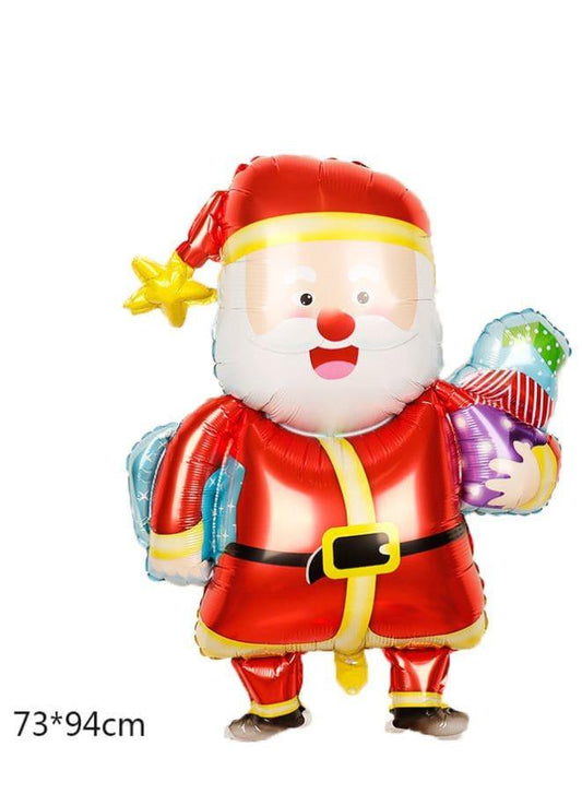 5pcs Christmas Foil Balloons include 2 x Santa Claus, 1 x Reindeer, 1 x Snowman, 1 x Elk Happy Holidays Giant Balloon Decoration Party Supplies - Fatio General Trading