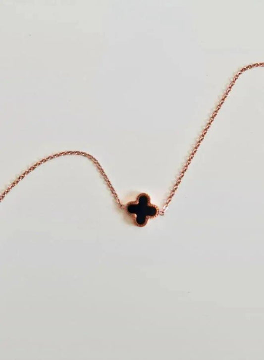 Luxury Jewelry Shell Four Leaf Clover Rose Gold Black Coloured Clover Bracelet for Women