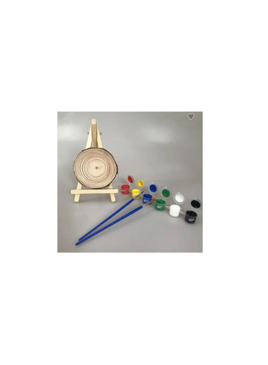 Unfinished Natural with Tree Bark Wood Slices 3 Pcs 4.2-4.7 inch Disc Coasters Wood Coaster Pieces Craft Wood kit Circles Crafts With Color Set and Stand