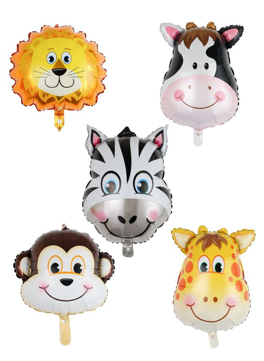 Animal Adventure Awaits: Set of 5 Adorable Animal Cartoon Balloons for Playful Celebrations