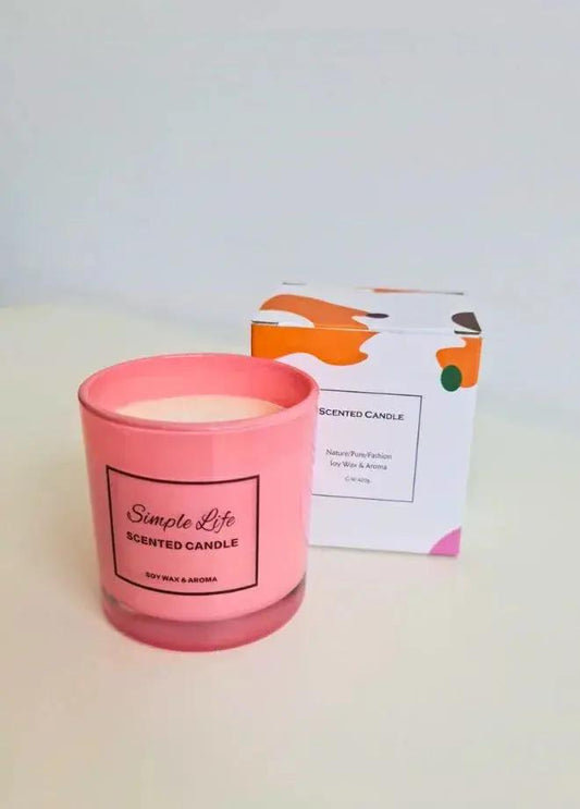 Soy Wax Scented Candle in Glass Jar – Rose & Lavender | 200g, ~40 Hours Burn Time