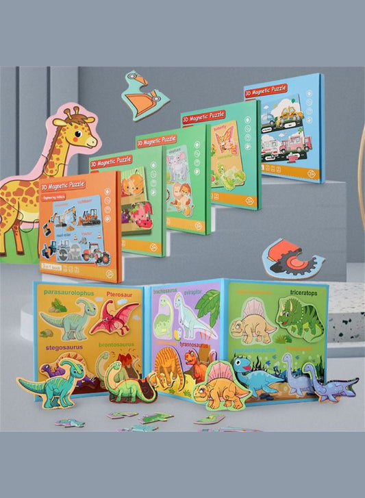 Montessori Magnetic Cardboard Puzzle Book Toys Durable Reusable Paper Puzzles for Visual Cognitive Training Animal Fatio General Trading