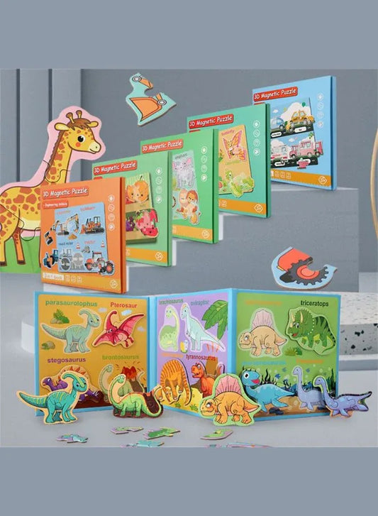 Montessori Magnetic Cardboard Puzzle Book Toys Durable Reusable Paper Puzzles for Visual Cognitive Training Animal Fatio General Trading