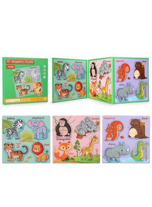Montessori Magnetic Cardboard Puzzle Book Toys Durable Reusable Paper Puzzles for Visual Cognitive Training Animal Fatio General Trading